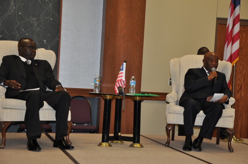 From left, Liberia’s ambassador to the United States Hon. Jeremiah Solunteh, and VP Boakai. Photo: Issa A. Mansaray 