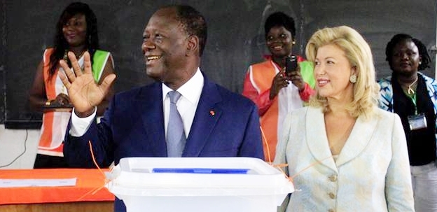 From left, Ivorian President Alassane Ouattara