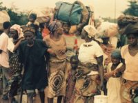 Mass exodus from ULIMO war after fleeing NPFL-ULIMO gun battle in Tubmanburg in August 1992. Photo: (c) James Fasuekoi/The AfricaPaper