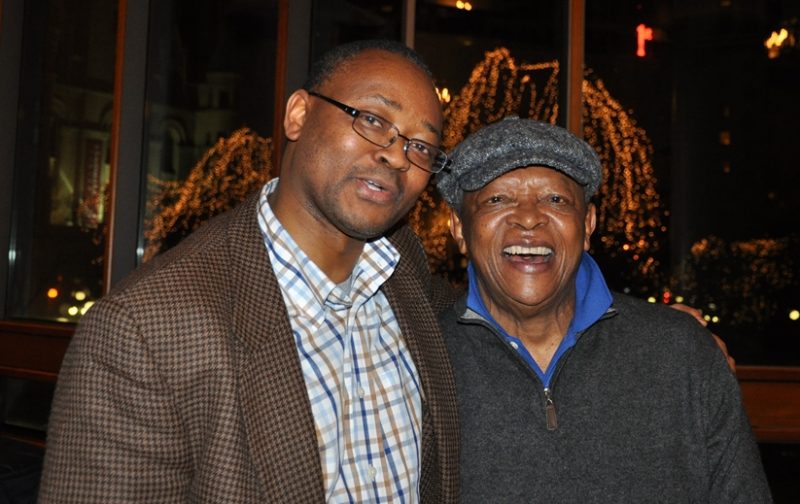 Hugh Masekela (R) and Issa Mansaray, The AfricaPaper's editor at Ordway, MN, USA. Photo: Alice Mansaray/The AfricaPaper 