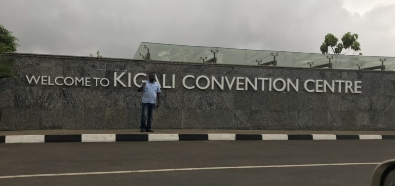 Journalist Anthony A.K. Kamara, Jnr at the Convention Centre in Kigali. Photo: The AfricaPaper