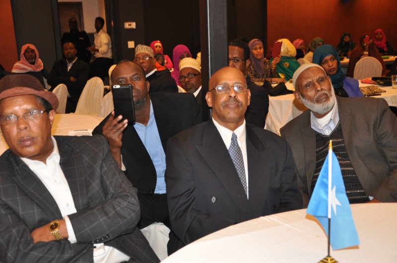 A cross section of Somalis at the Ramada Hotel listen to King Burhan. 