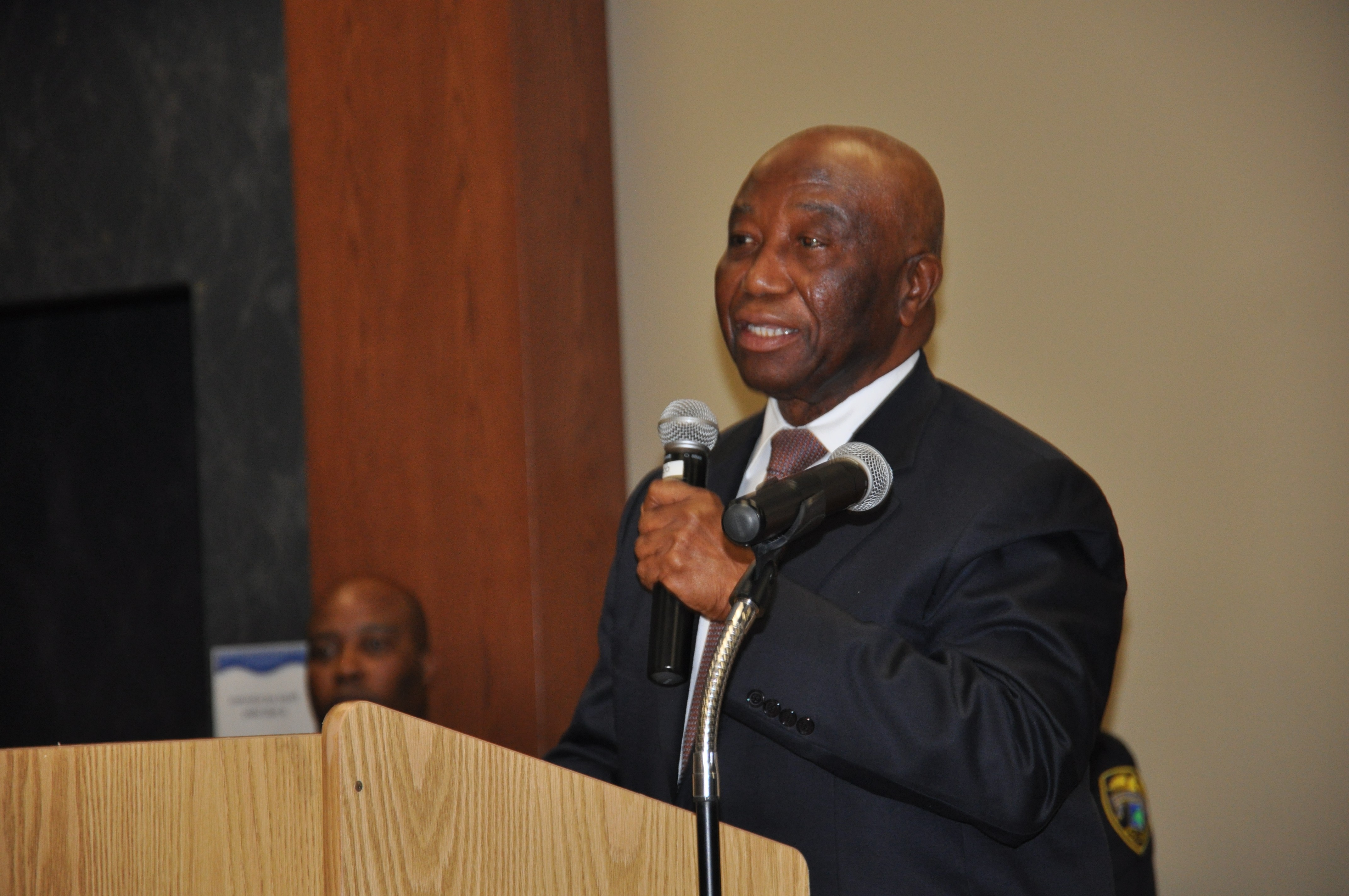 Vice President Joseph N. Boakai at the Brooklyn Park Town Hall meeting. Photo: The AfricaPaper/Issa A. Mansaray