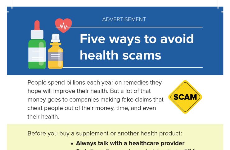 A picture of some tips for buying health products.